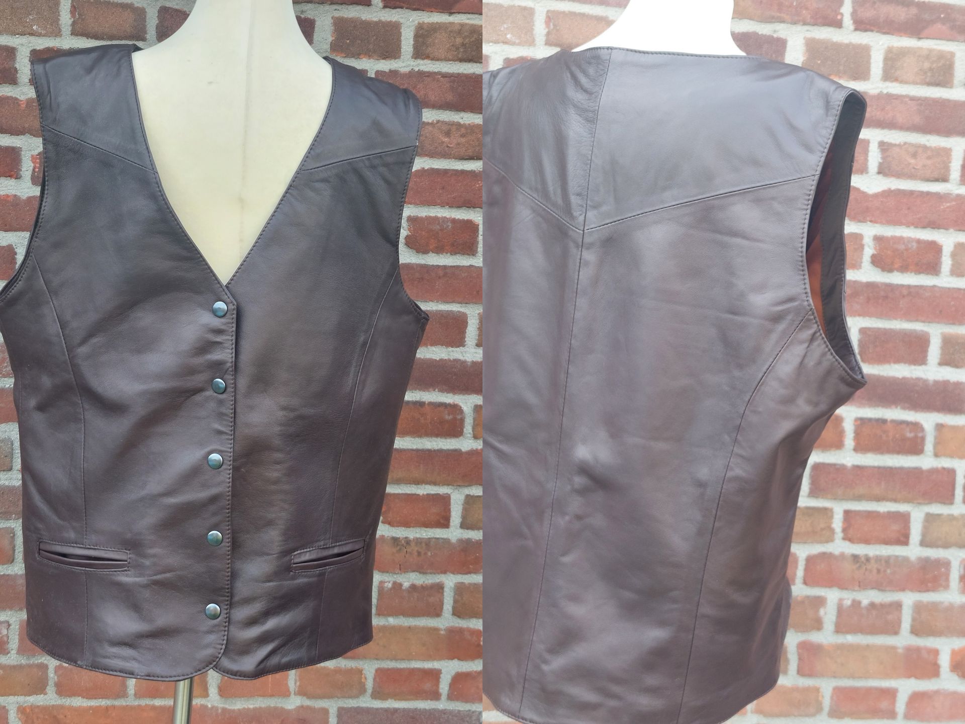 Bruin leren heren gilet