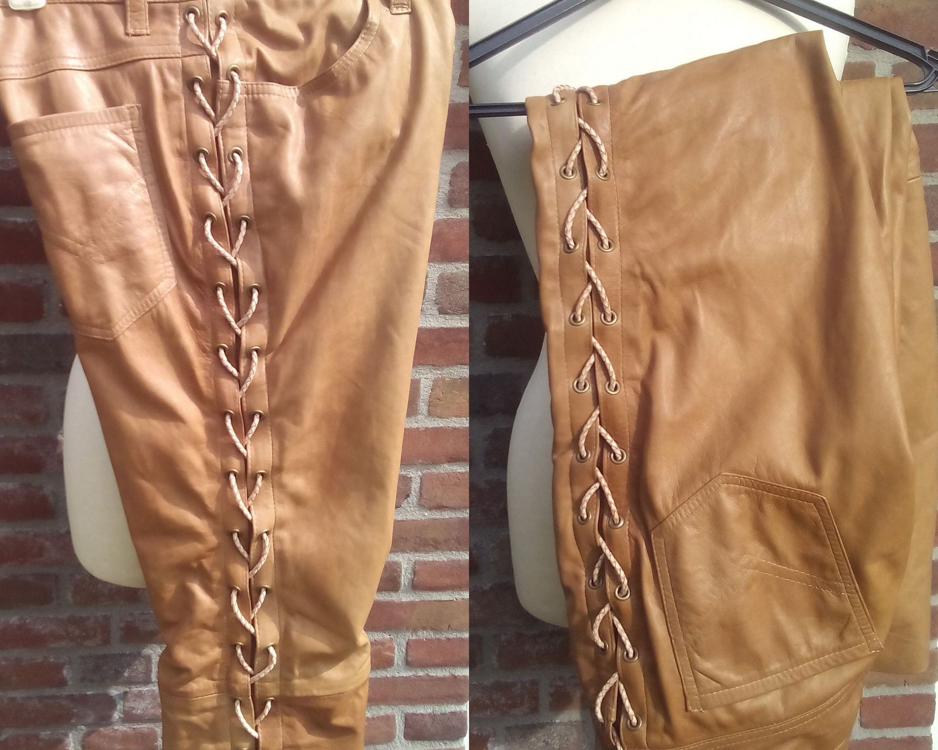 Leren veter broek heren stoer
