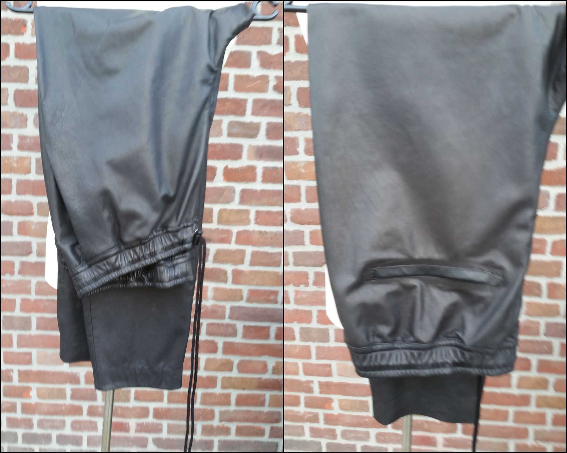 Zwarte leren jogger broek heren