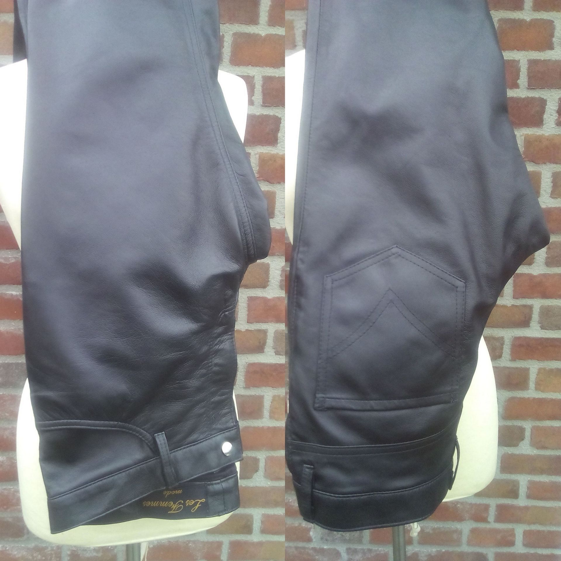 Zwarte leren jeans broek