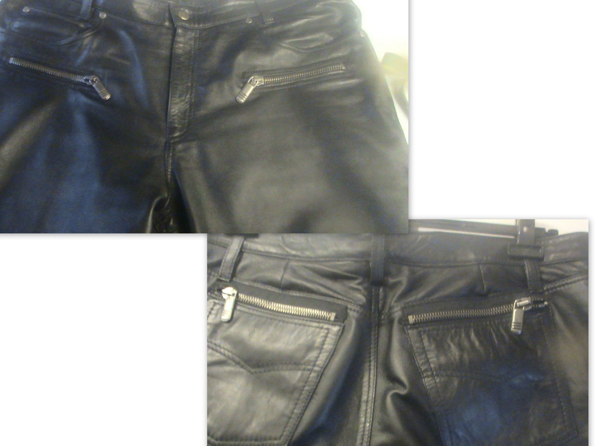 Leren broek met stoere ritsen
