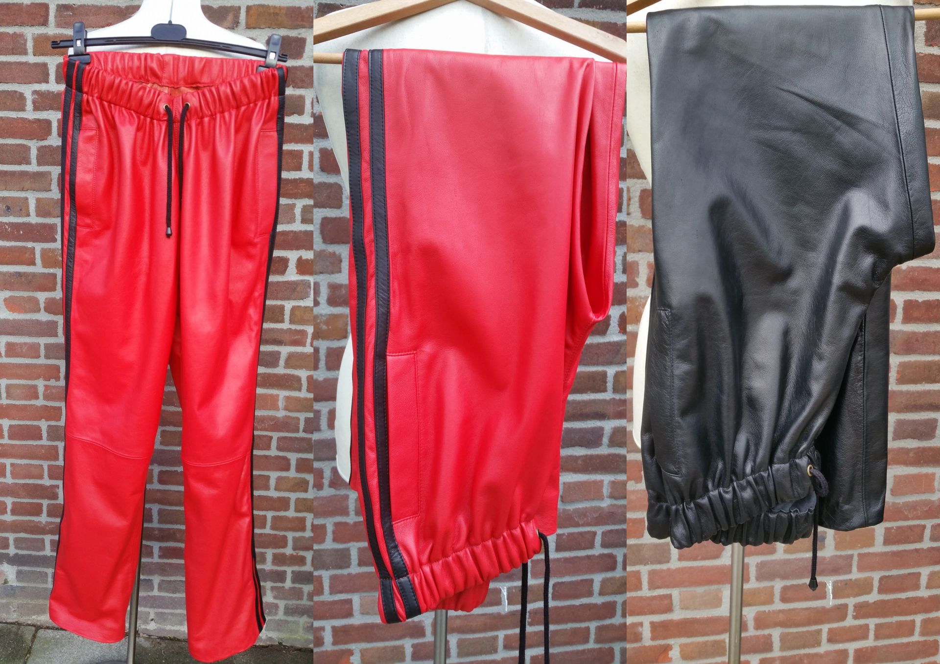  jogging broeken rood zwarte strepen