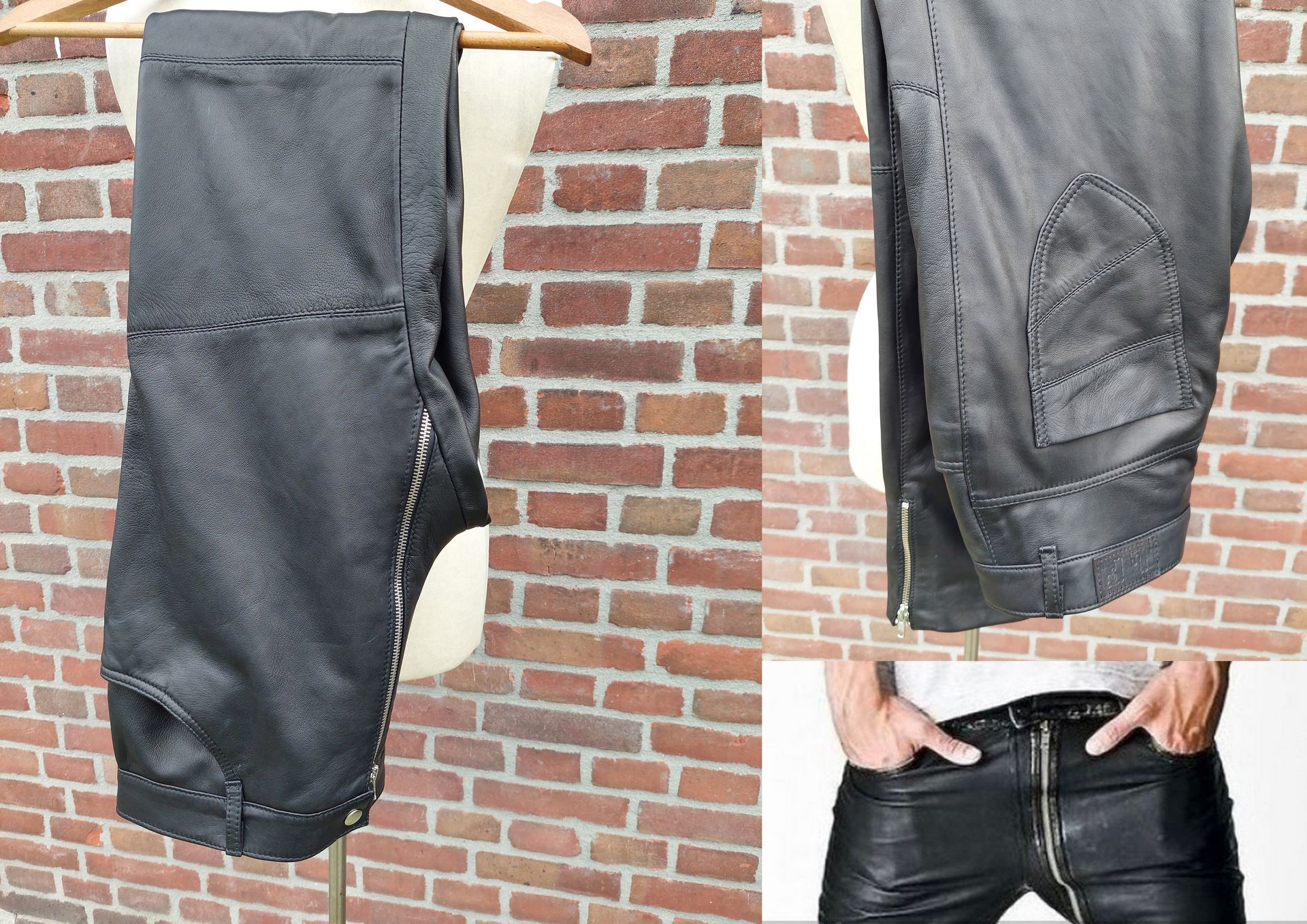 Stoere leren heren broek
