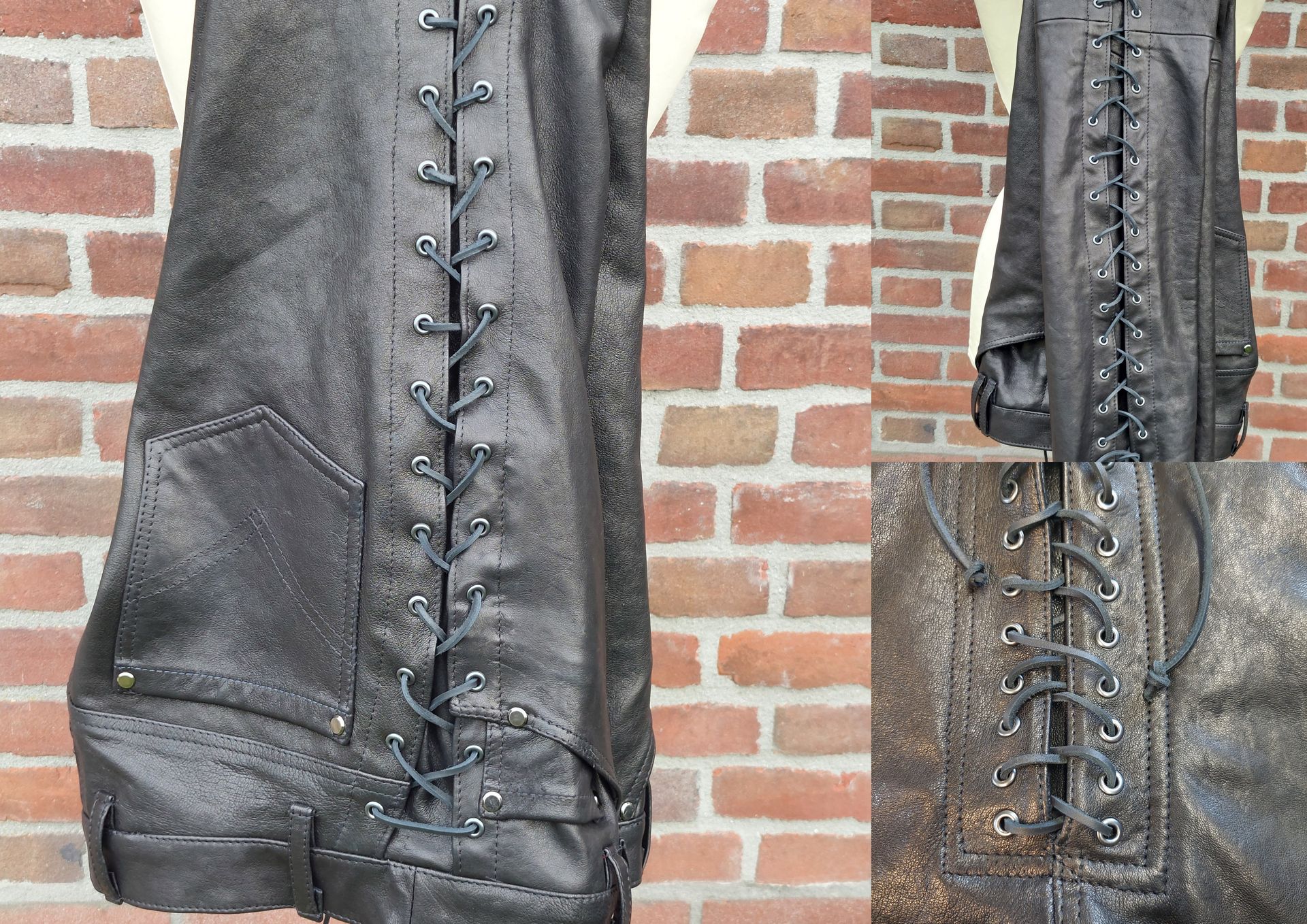 Leren veterbroek heren