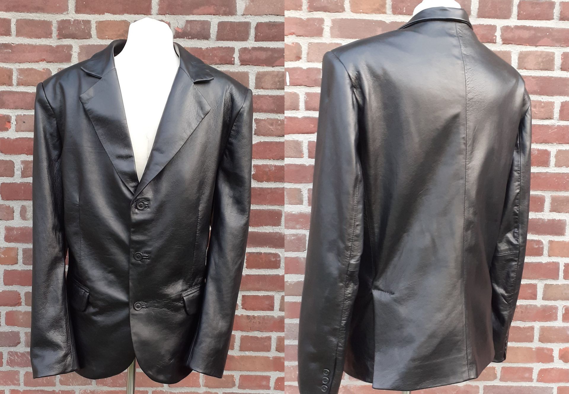 Zwarte leren blazer