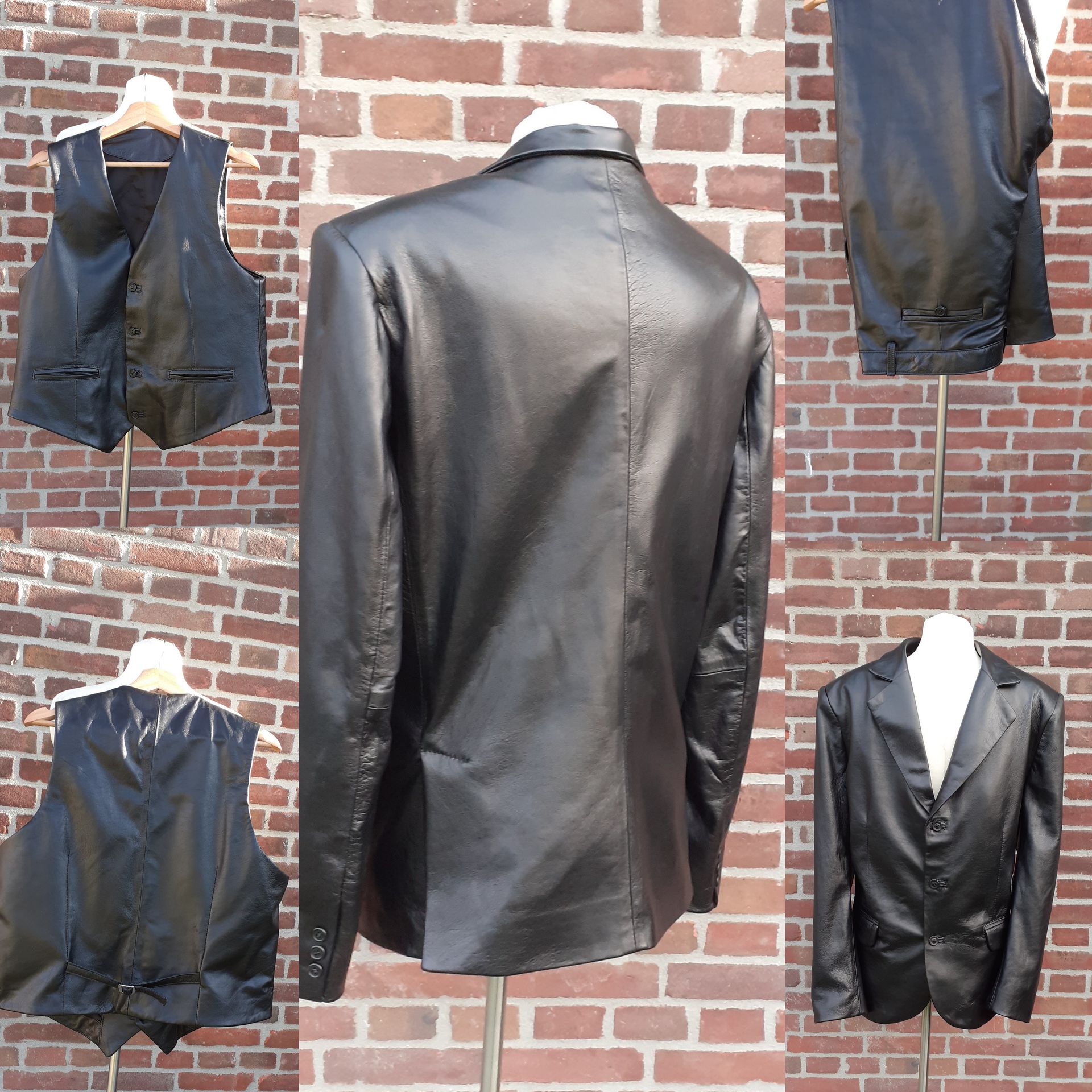 Zwarte leren blazer/colbert