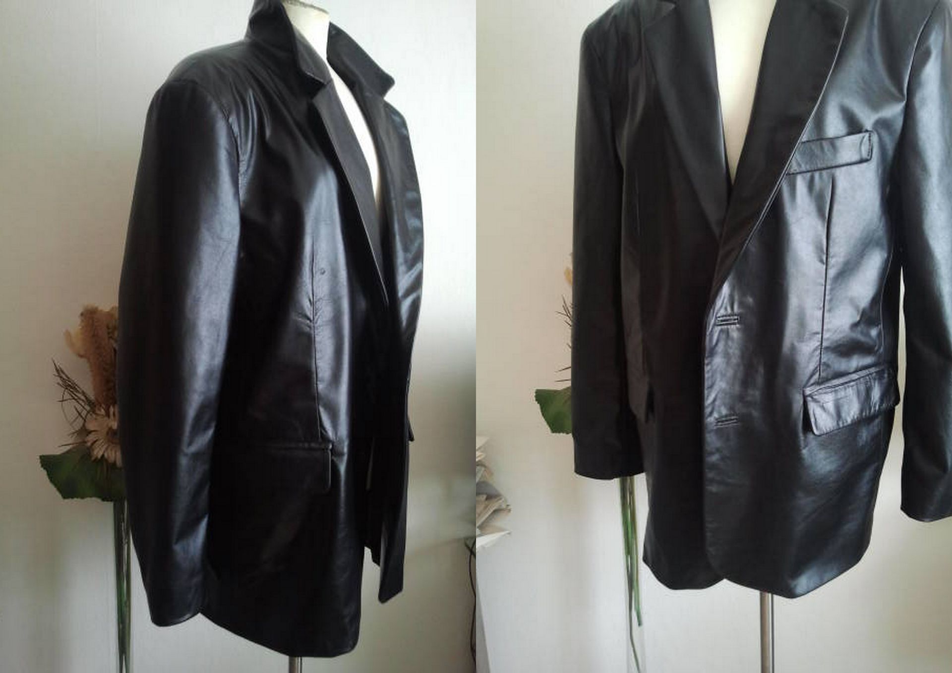 Zwart  leren glans blazer