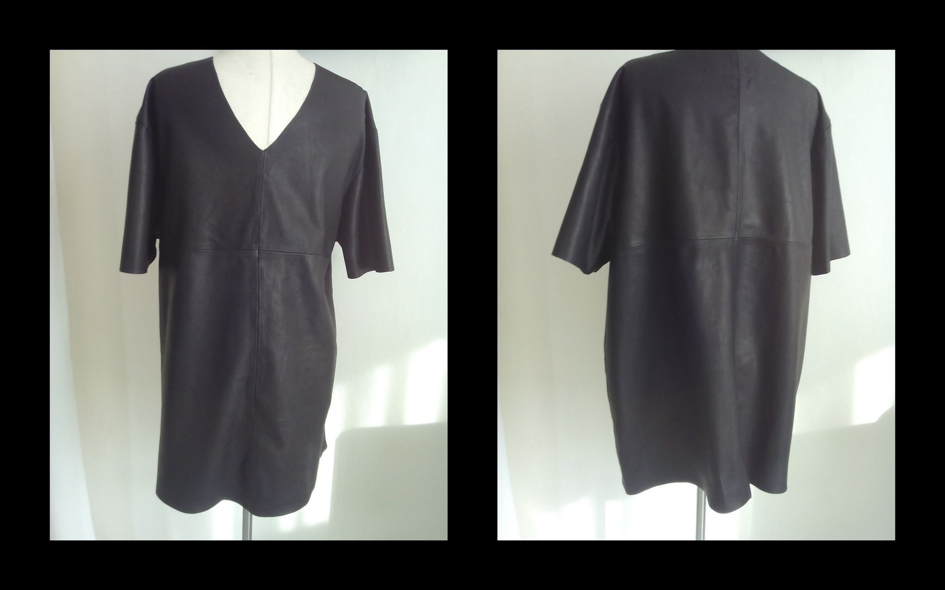 Zwart leren heren shirt