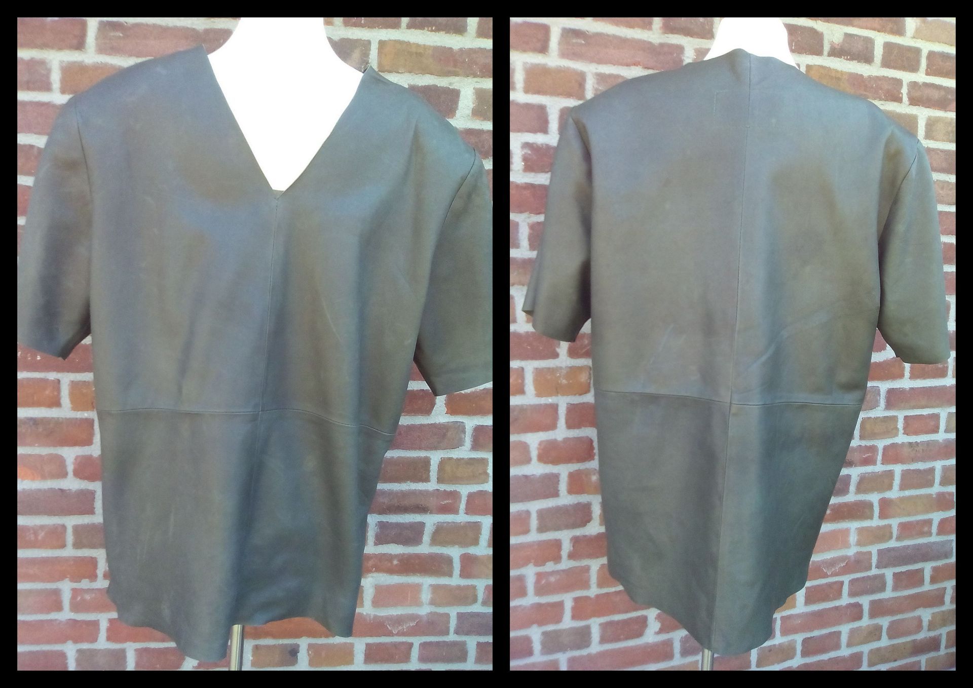 Groen leren heren shirt