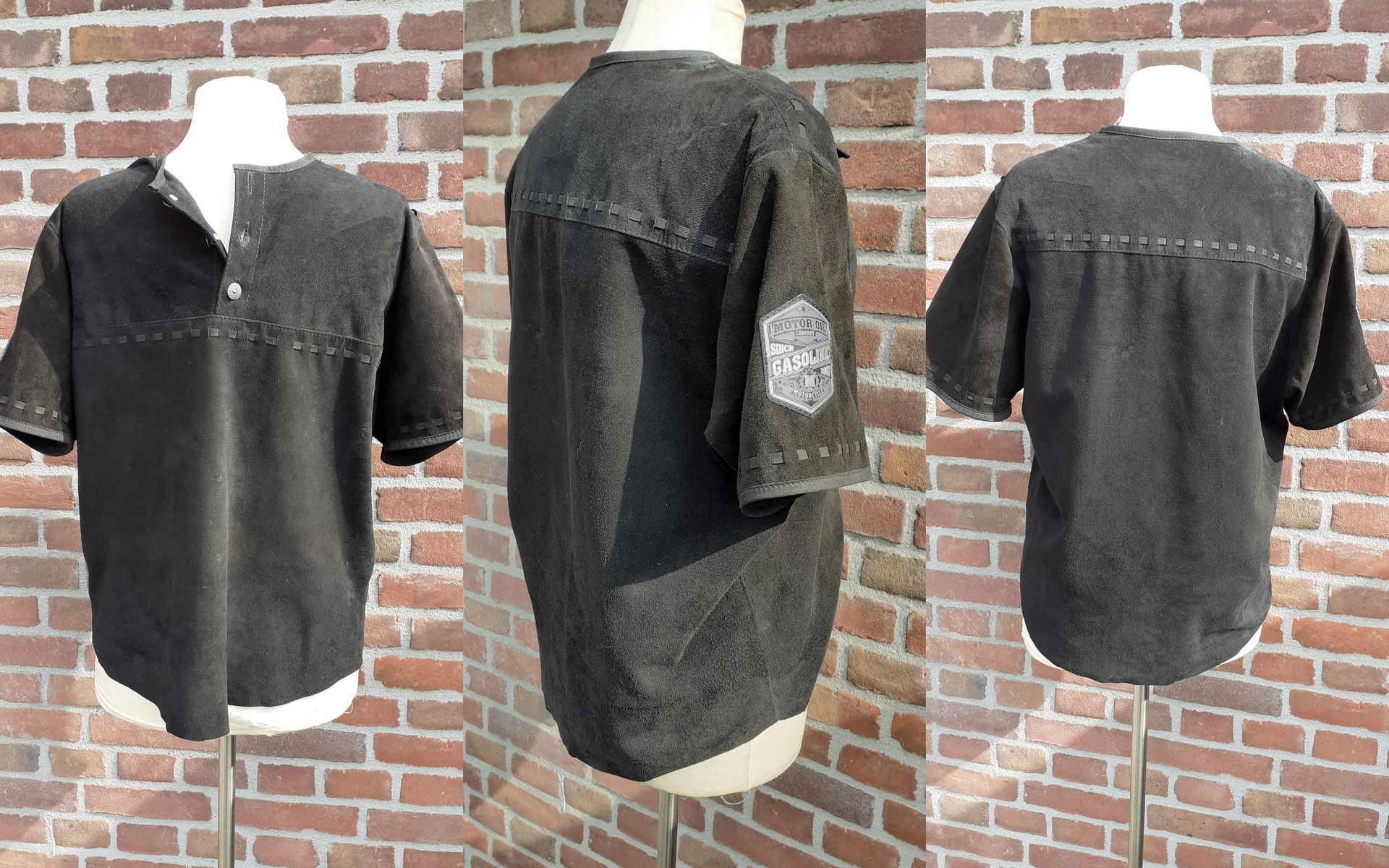 Zwart suede heren shirt