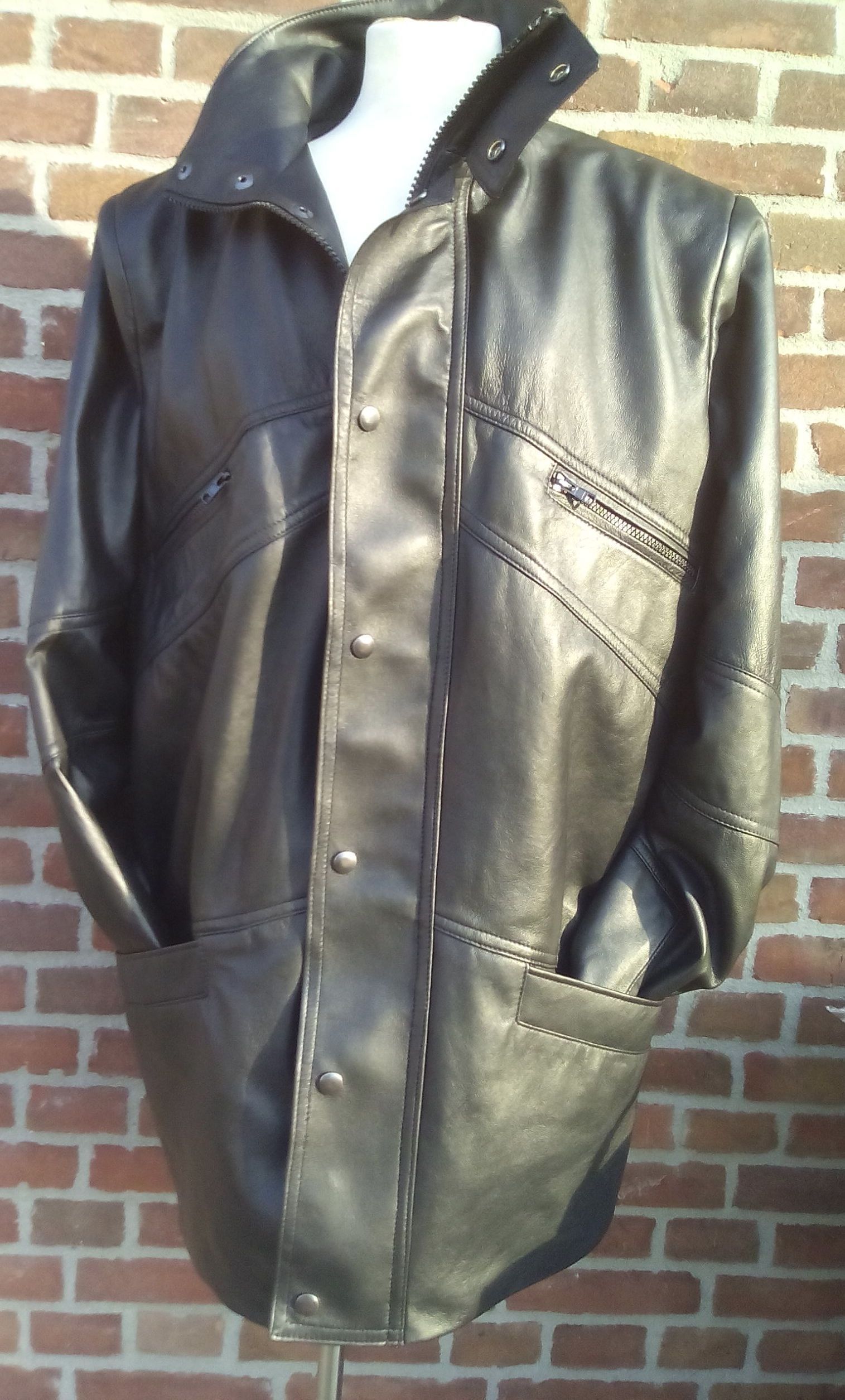 Zwart leren heren parka jas