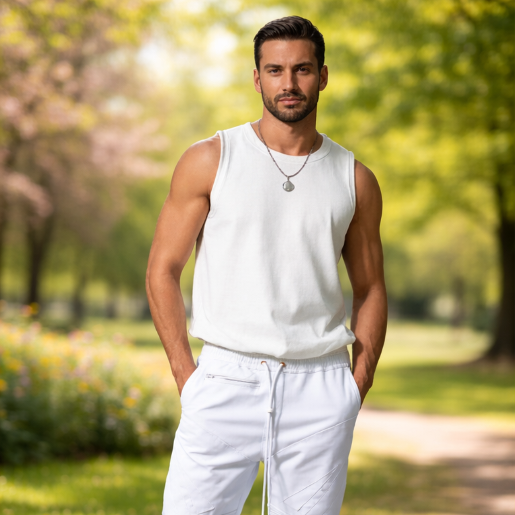 Witte Leren jogging broek