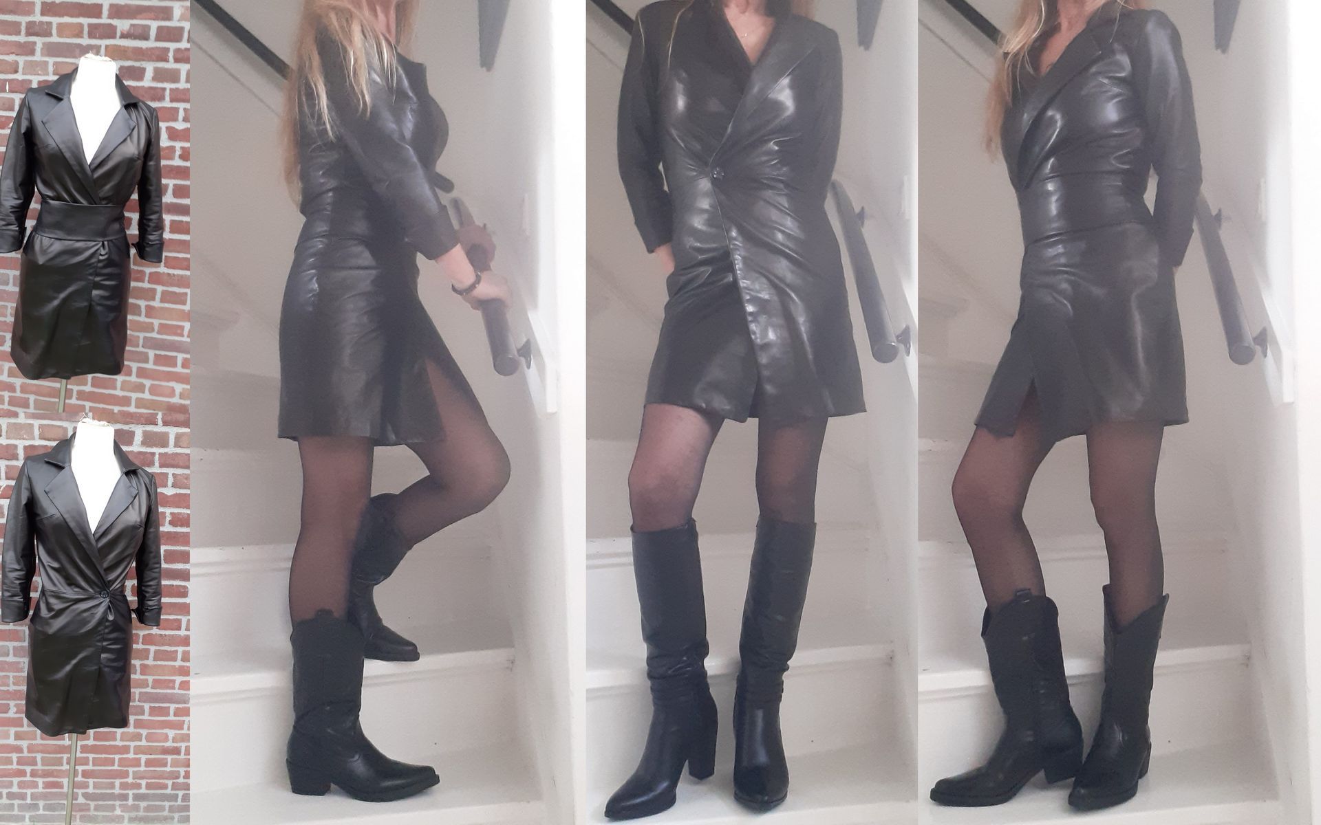 ECHTE Leren blazer jurk,