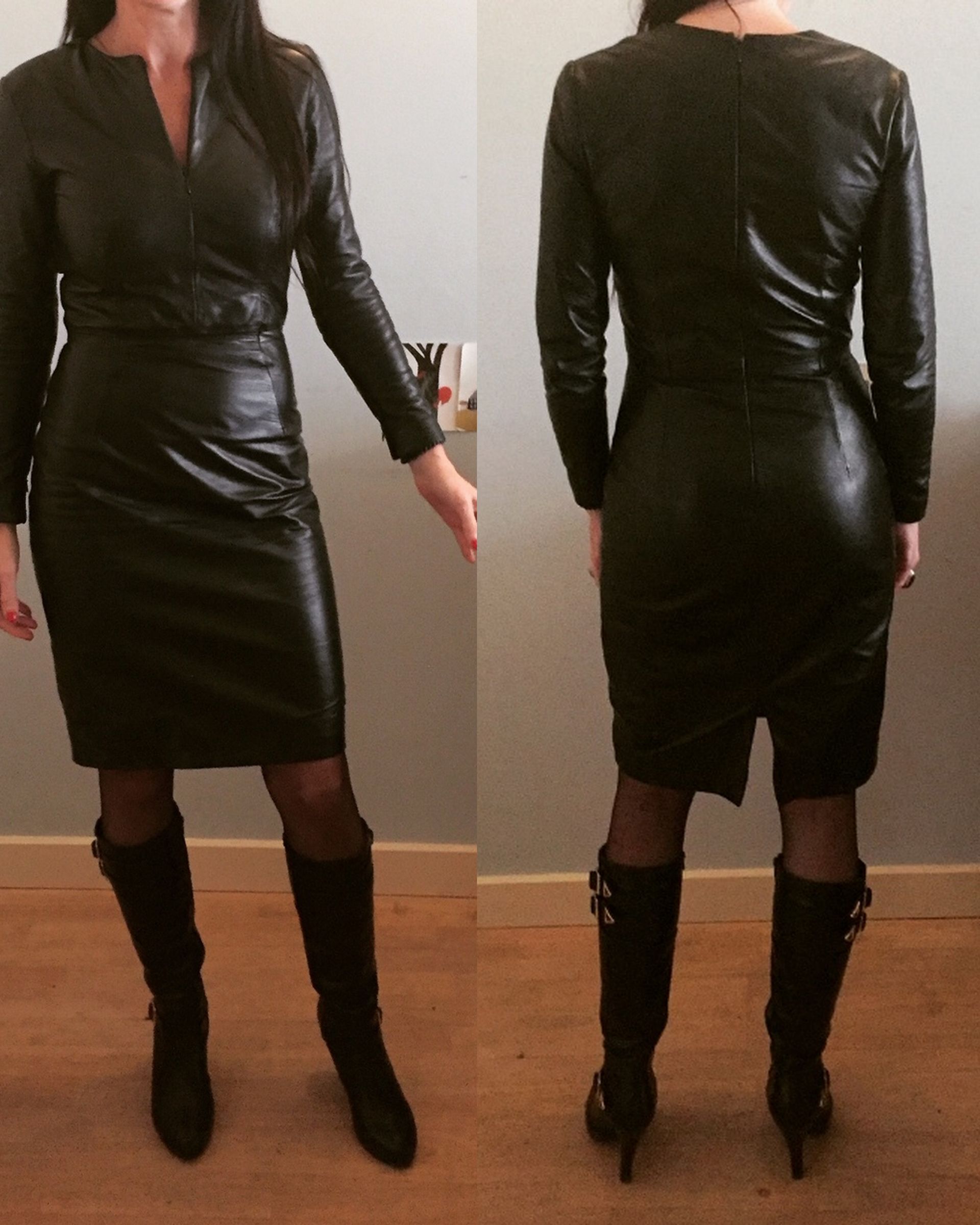 Zwarte leren jurk