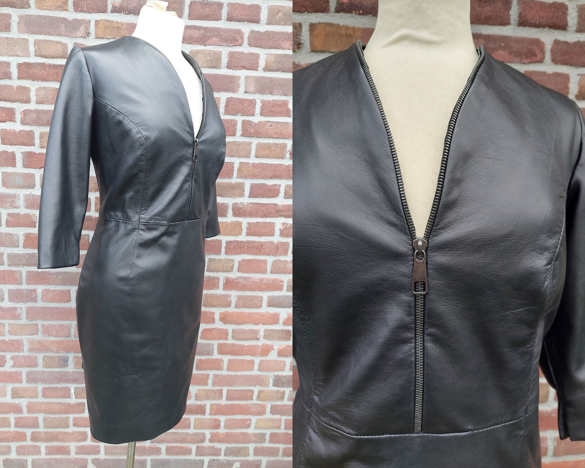 Zwart kokerjurk voor een korte rits