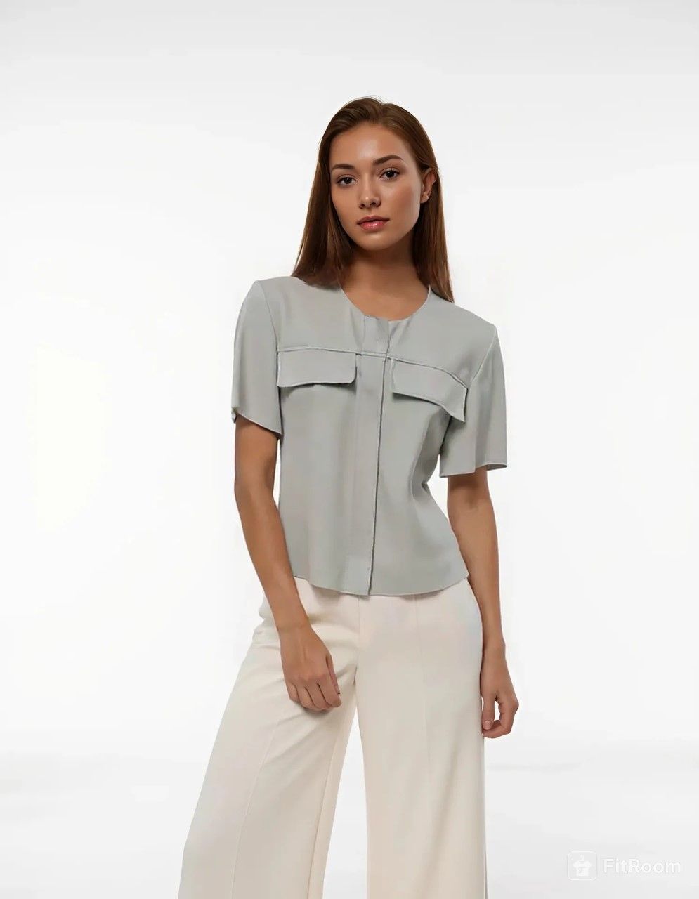 Beige leren blouse