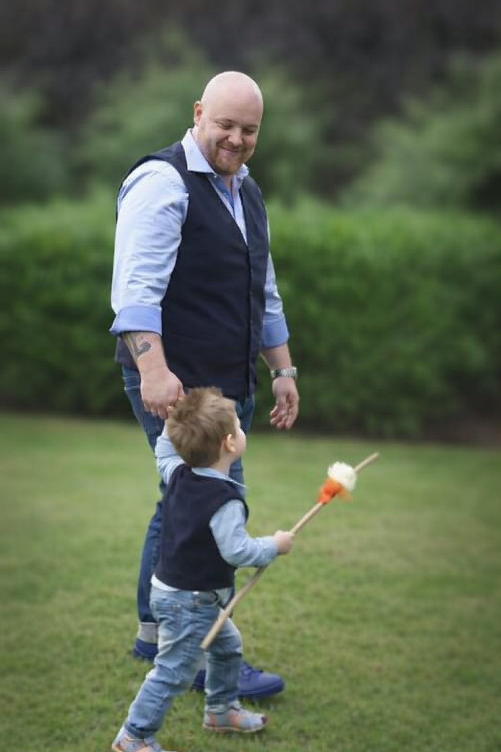 Blauw suede gilets heren