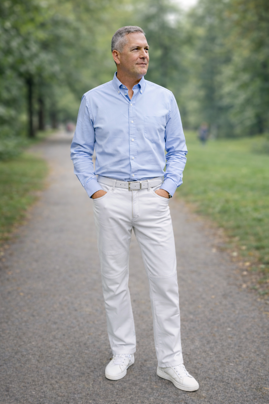 Witte leren heren broek
