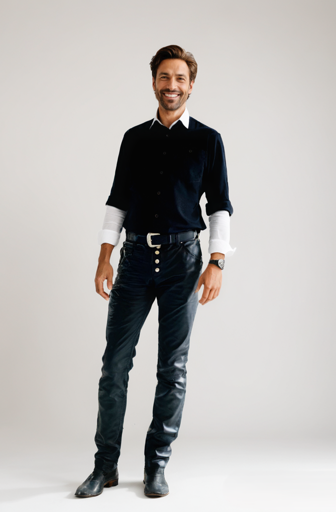 Zwarte leren heren broek