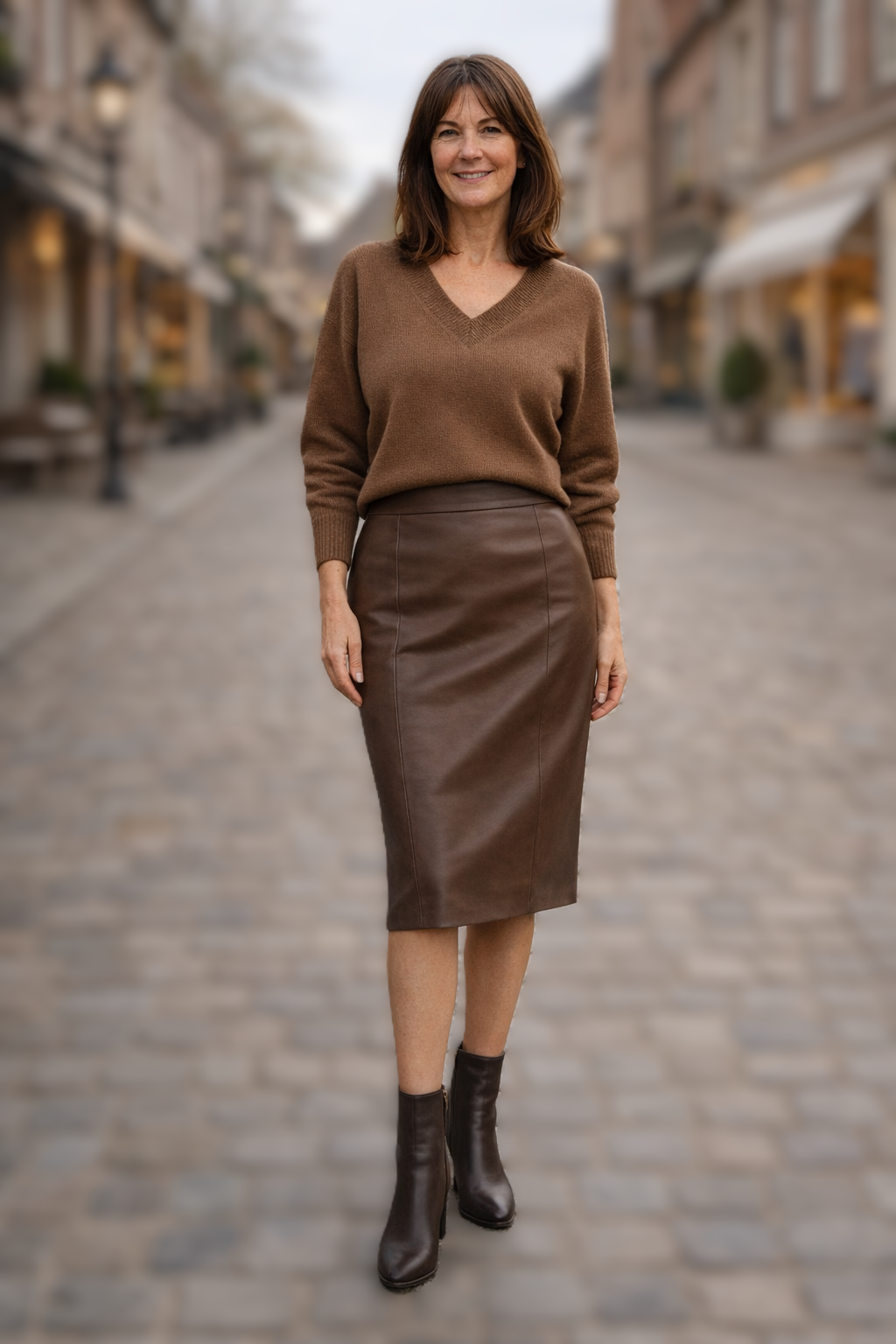 Bruine overknie kokerrok