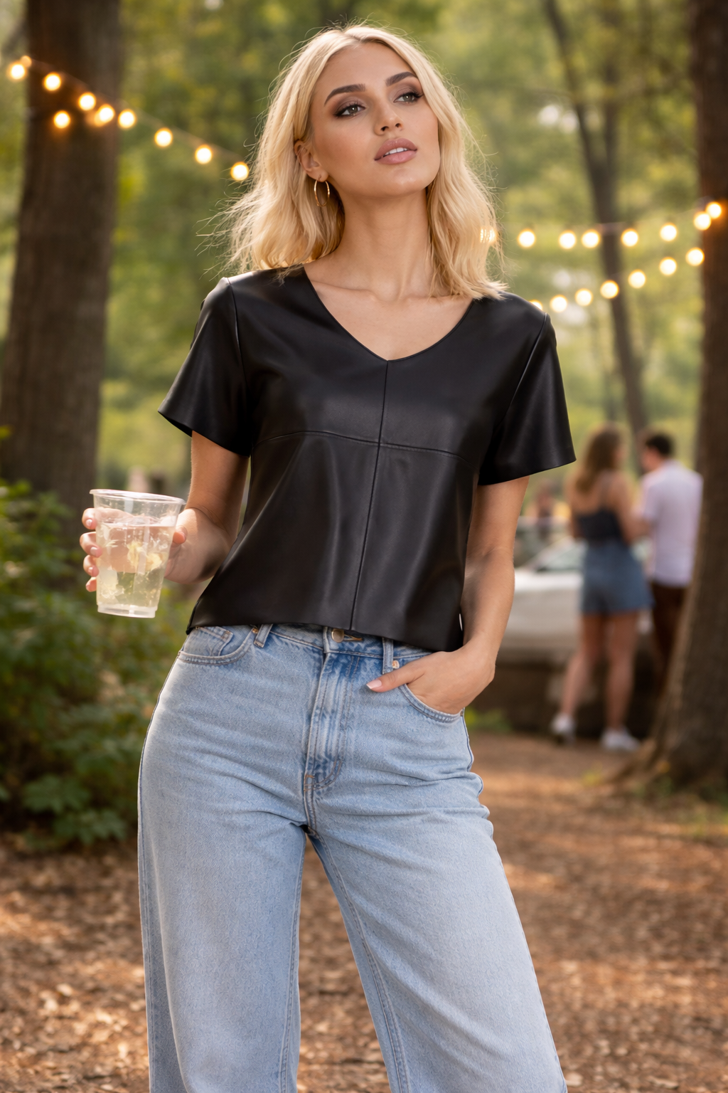 Leren dames T-Shirt