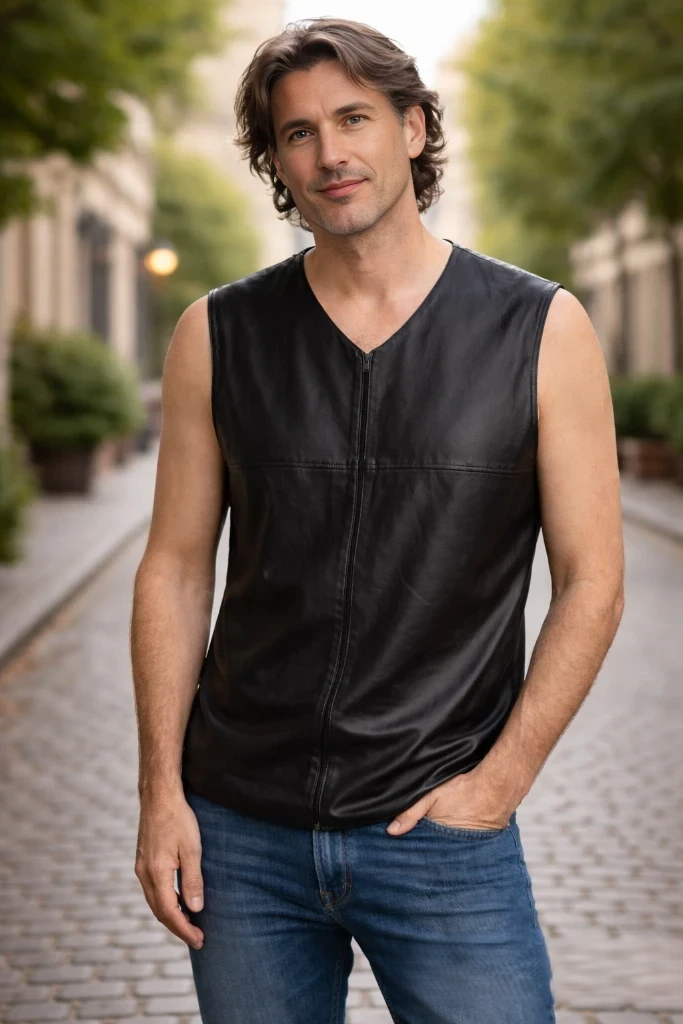 Zwart leren hemd/shirt