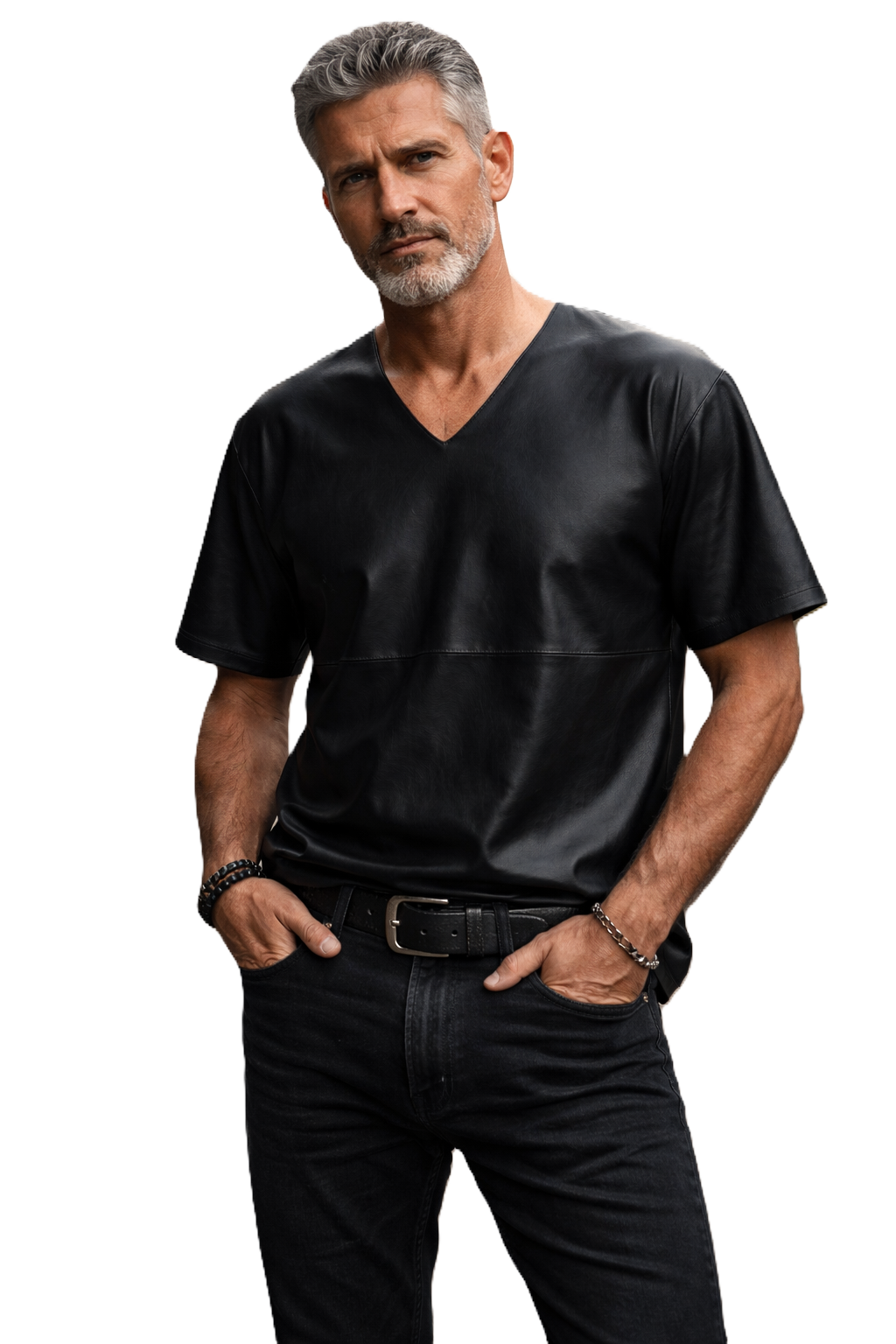 Leren shirt /korte mouw