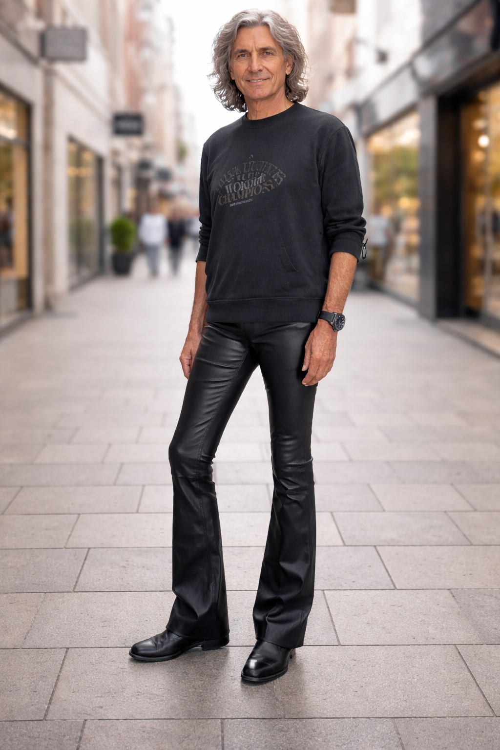 Zwarte leren heren  broek