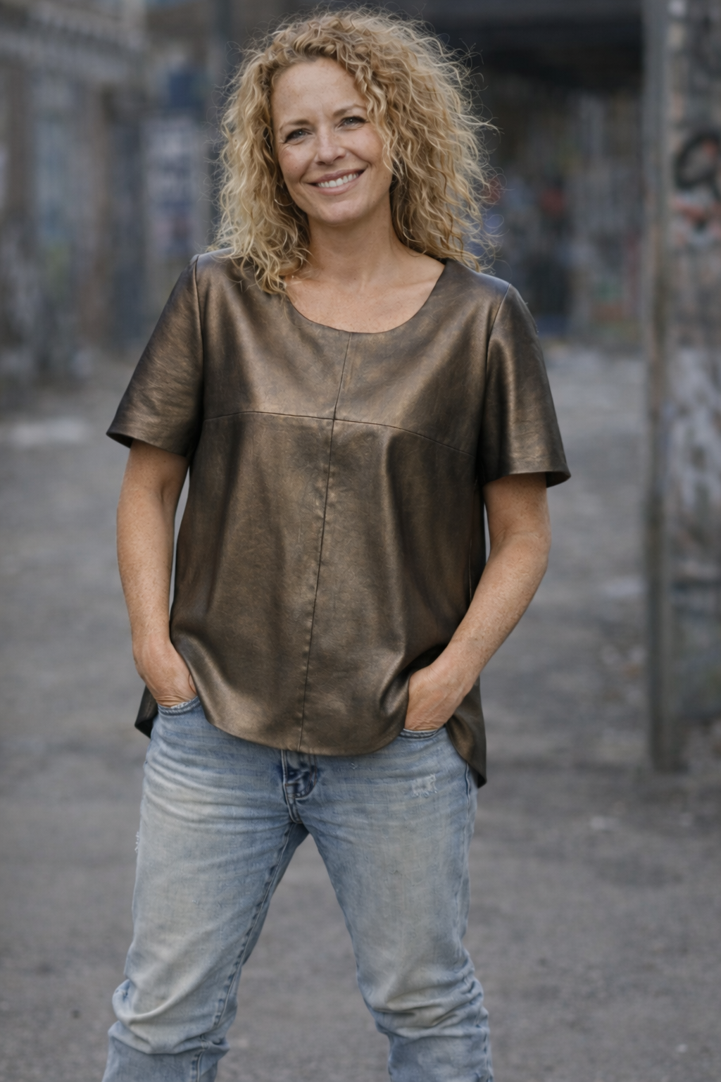 Stoere leren metallic shirt Leren mettalic shirt