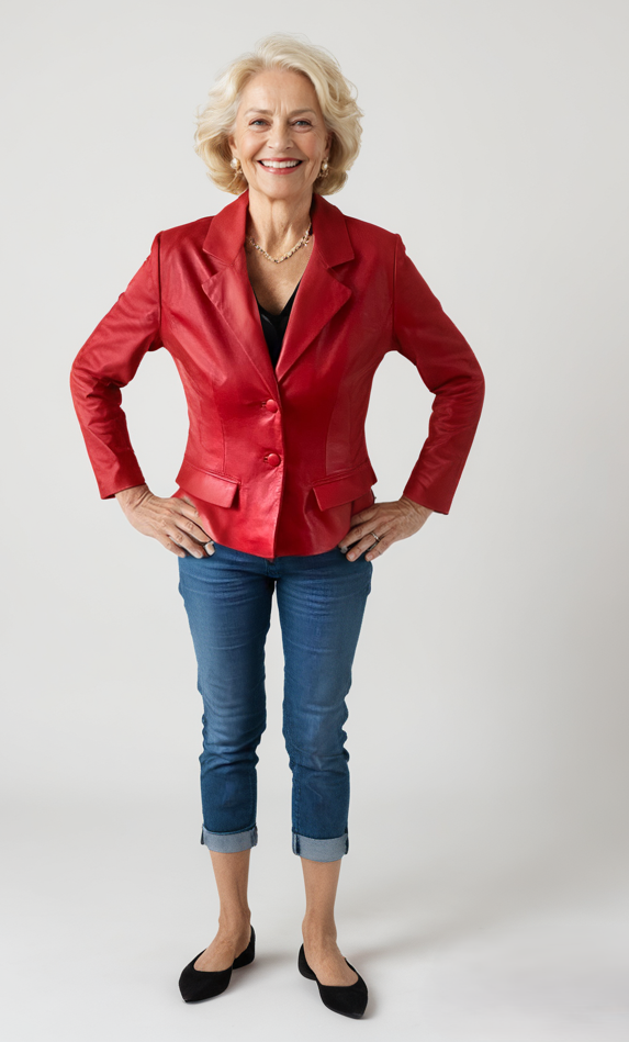 Korte rode leren blazer