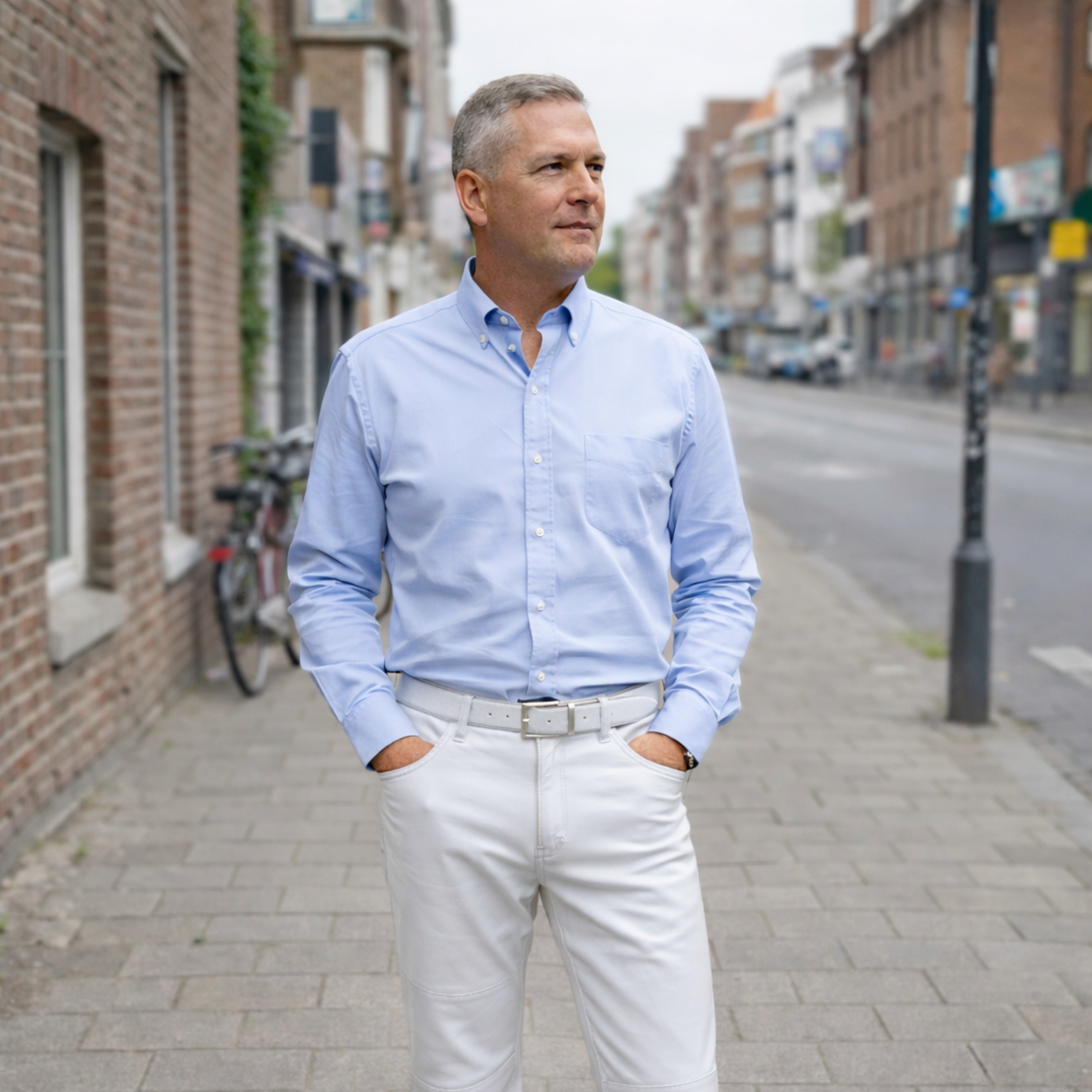 Witte leren jeans broek