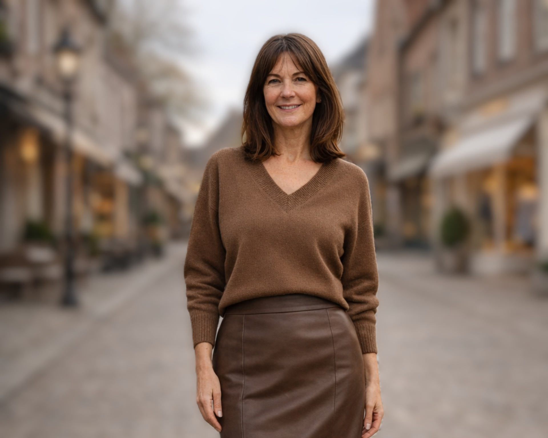 Bruine leren kokerrok Bruine leren kokerrok