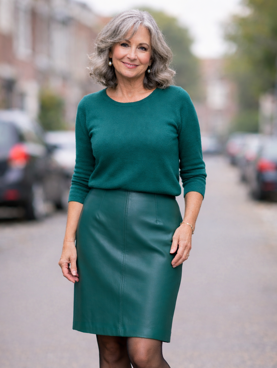 Leren rok petrol kleur