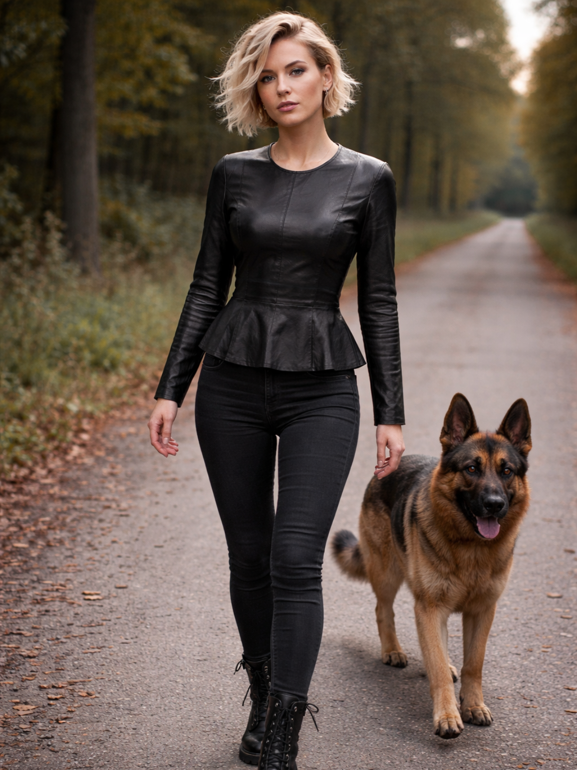 Zwarte leren top Zwarte leren peplum top