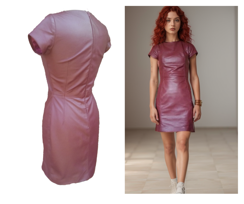 Bordeauxrood  leren mini jurk