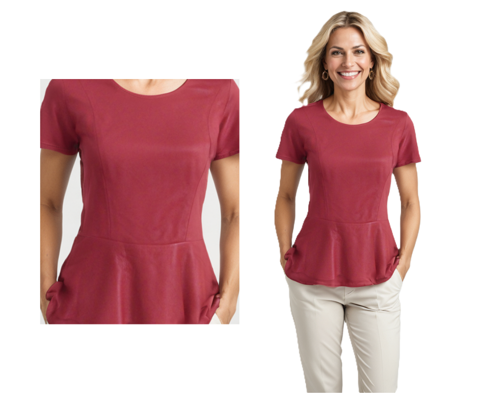 Rode leren peplum top korte mouwen