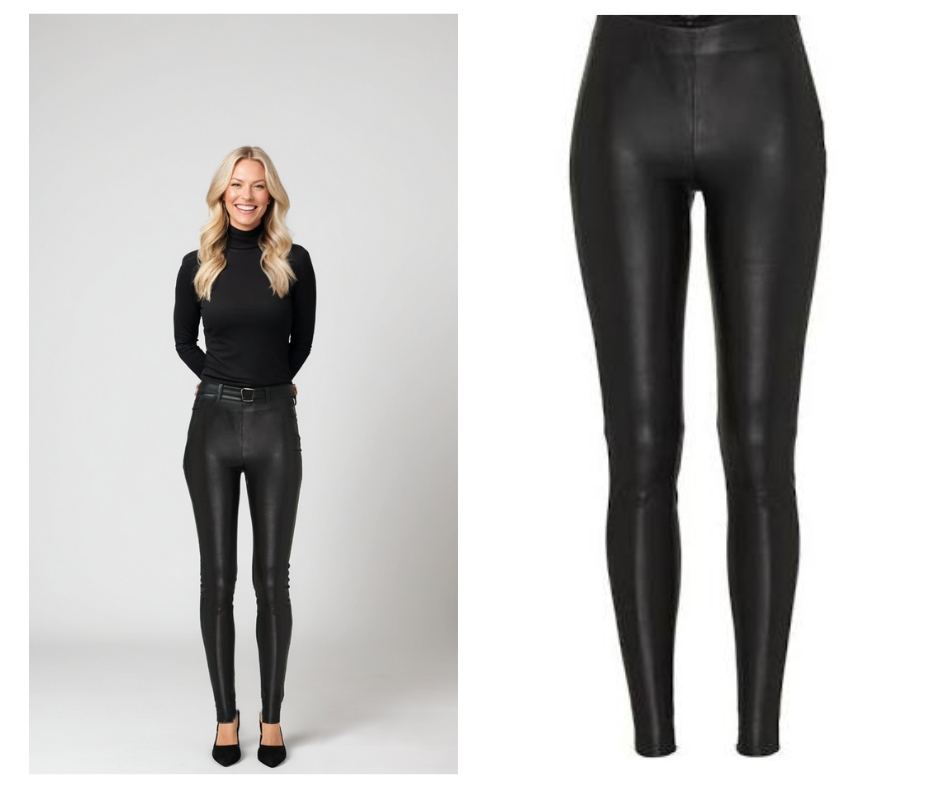 Beige leren blouse korte mouw