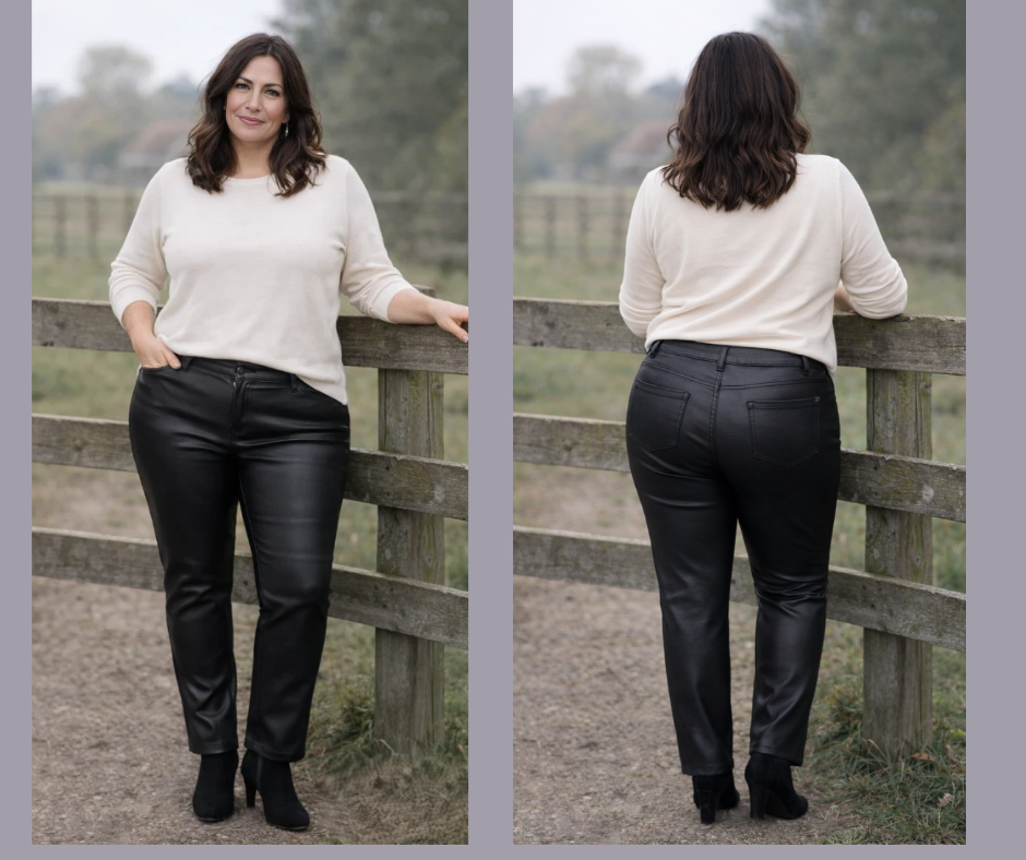 Leren stretch broek grote maat