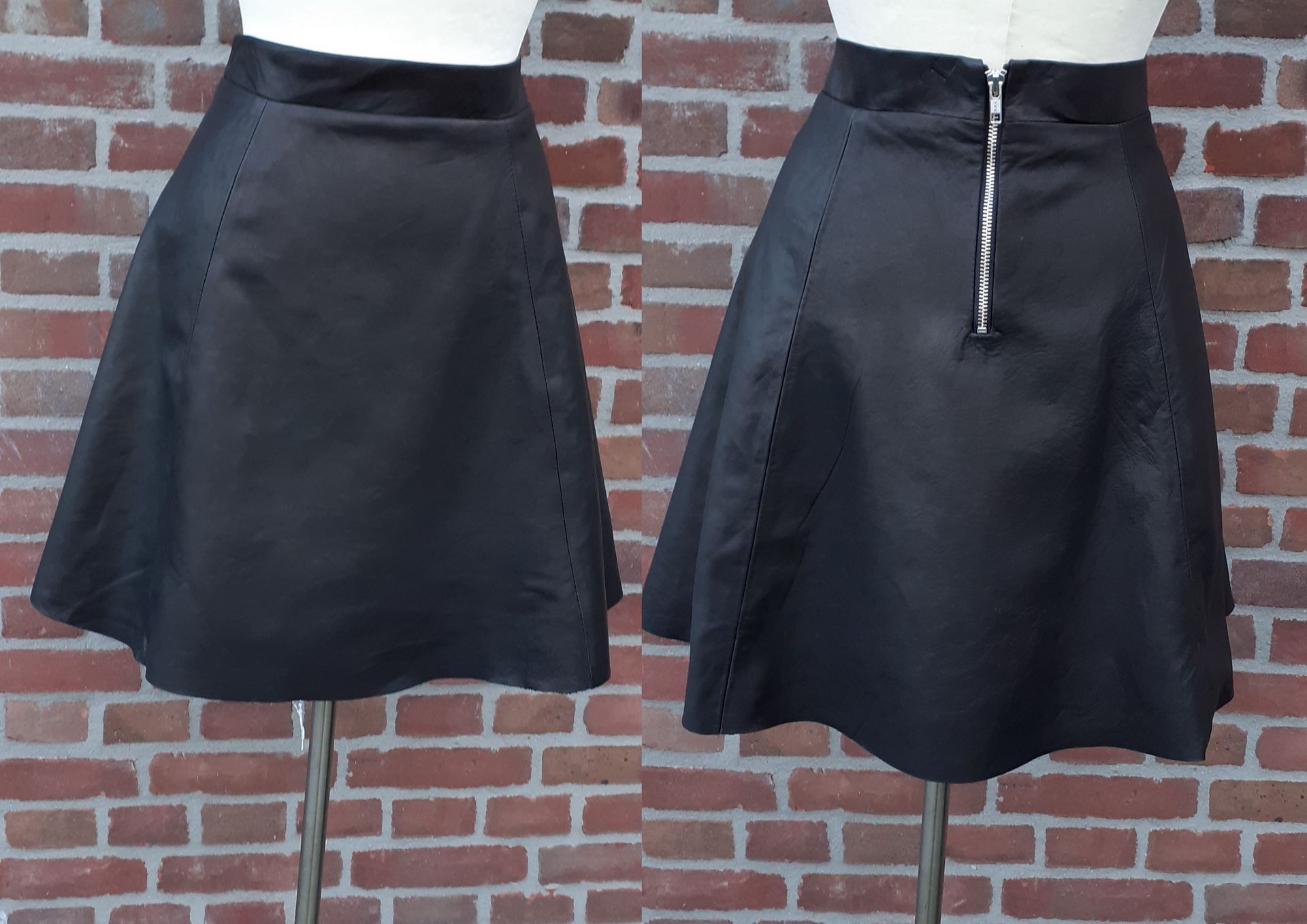 ECHTE Zwarte leren A lijn rok