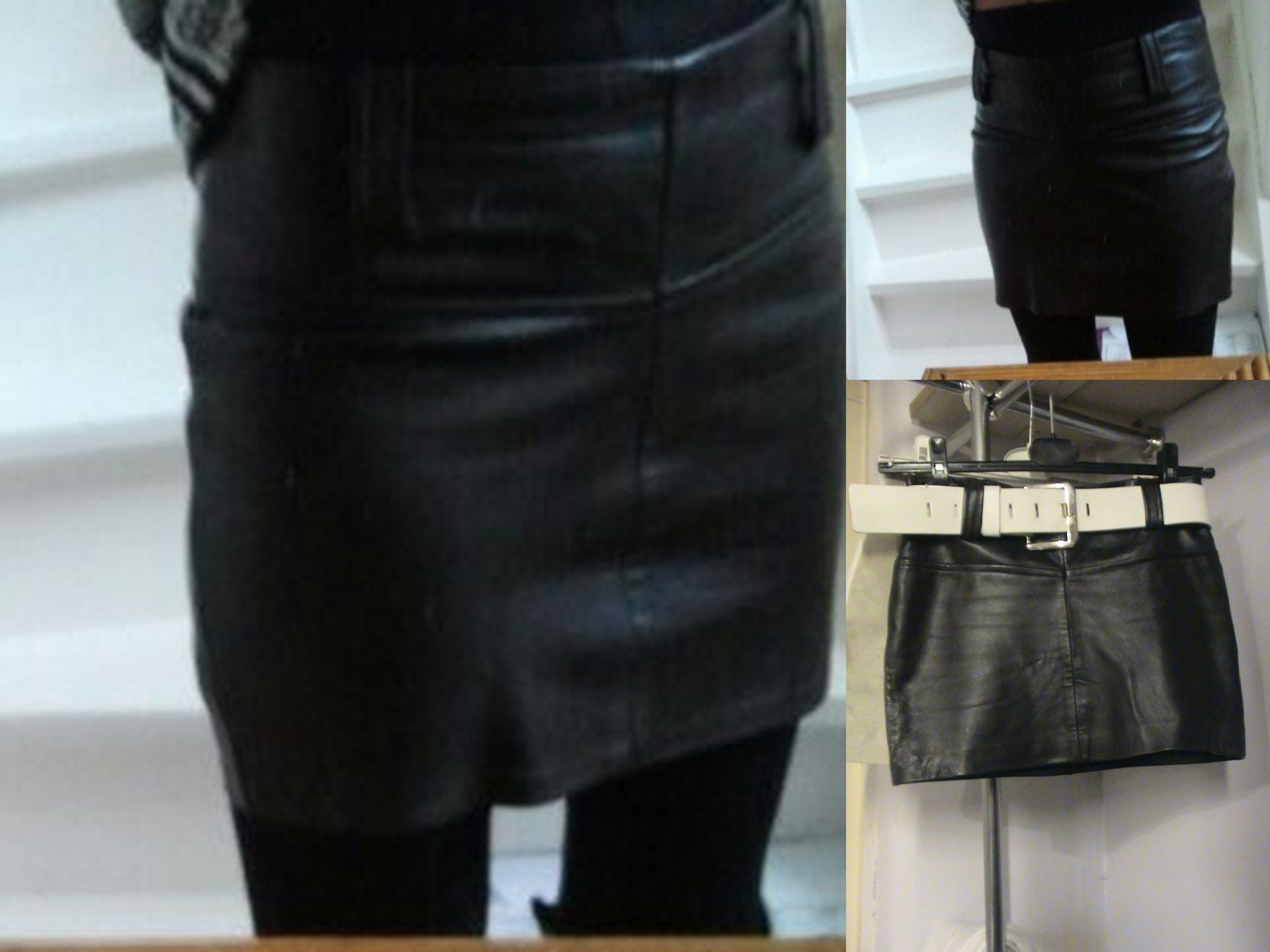 Bruin leren mini heup rok