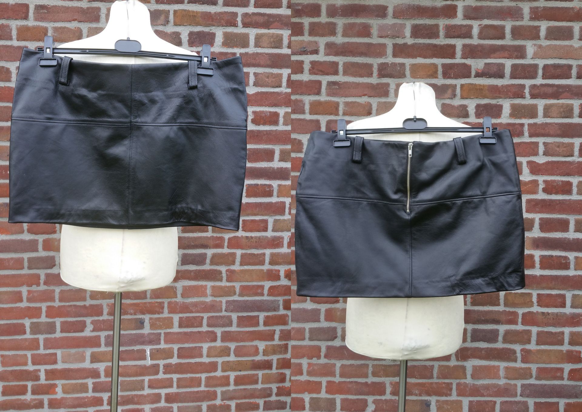 Zwart leren heup rok