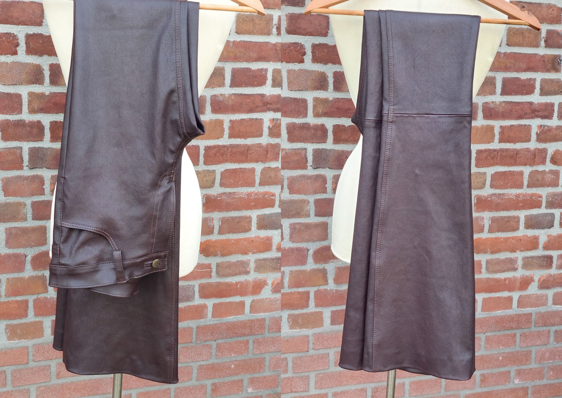 Leren stretch broek bruin