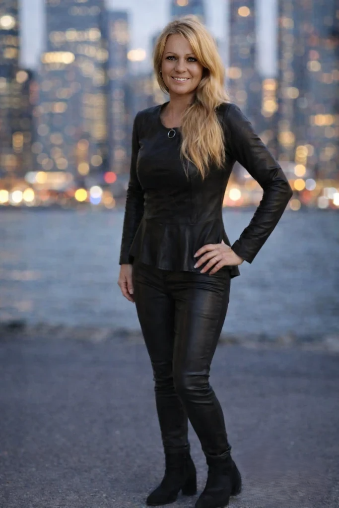 Zwarte leren peplum top