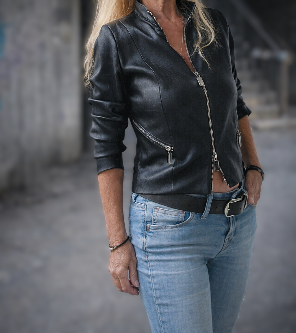 Zwarte stretch jasje met rits