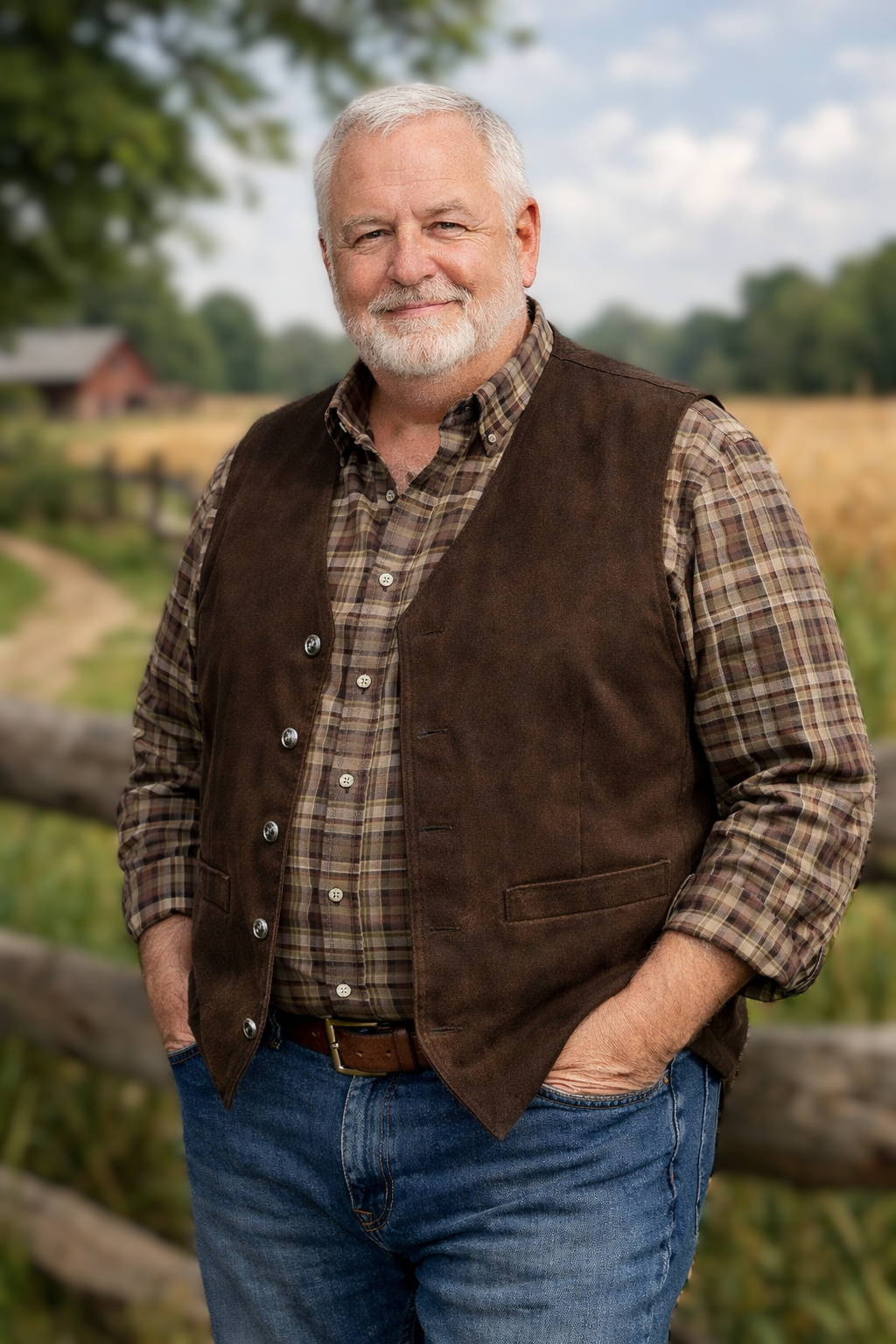 Bruine suede heren gilet