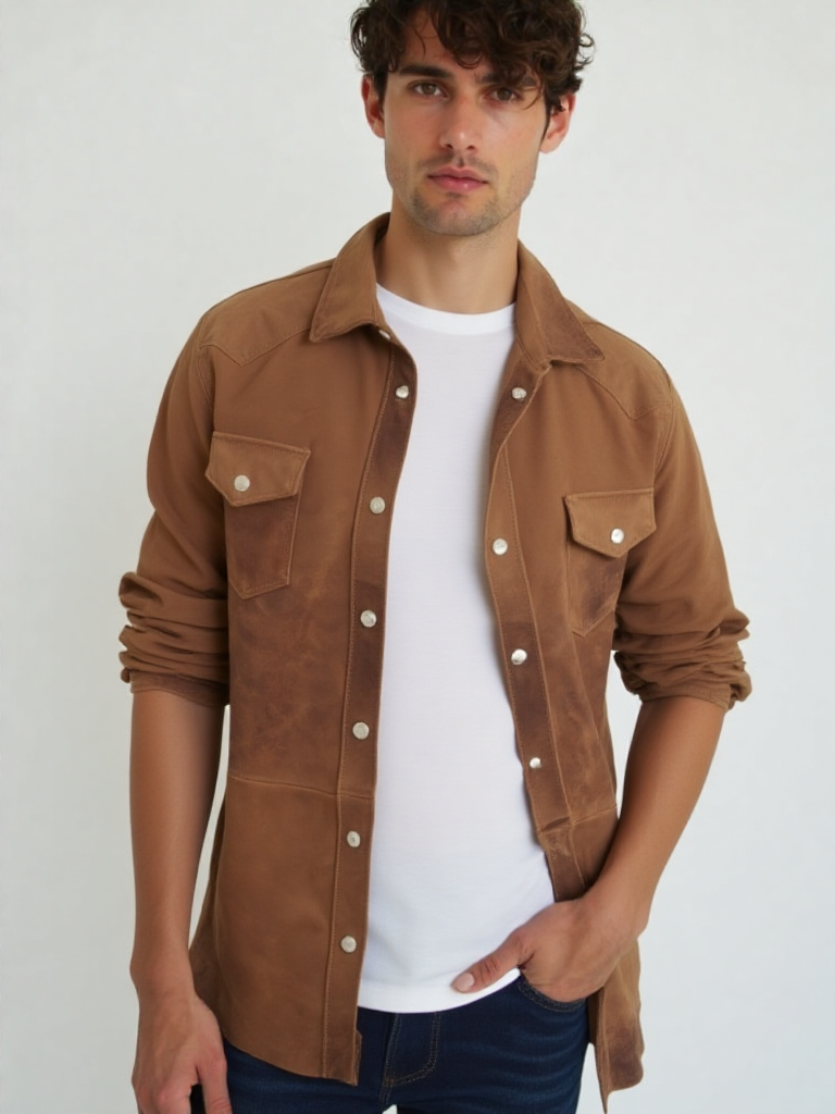 Bruine leren blouse