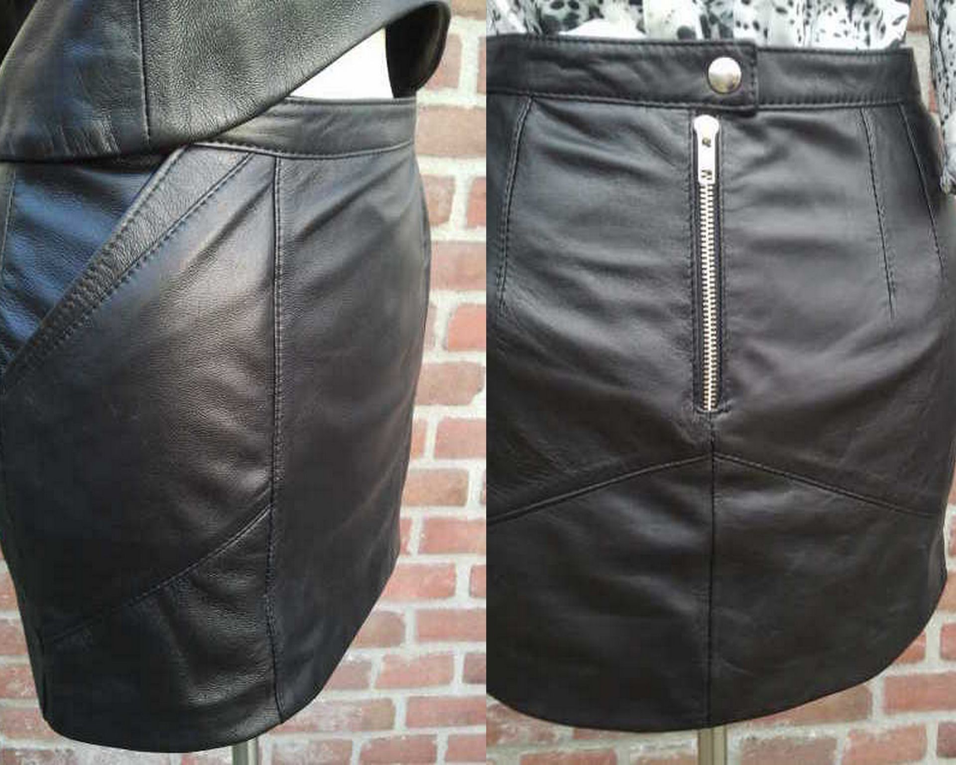 Zwart leren mini rok