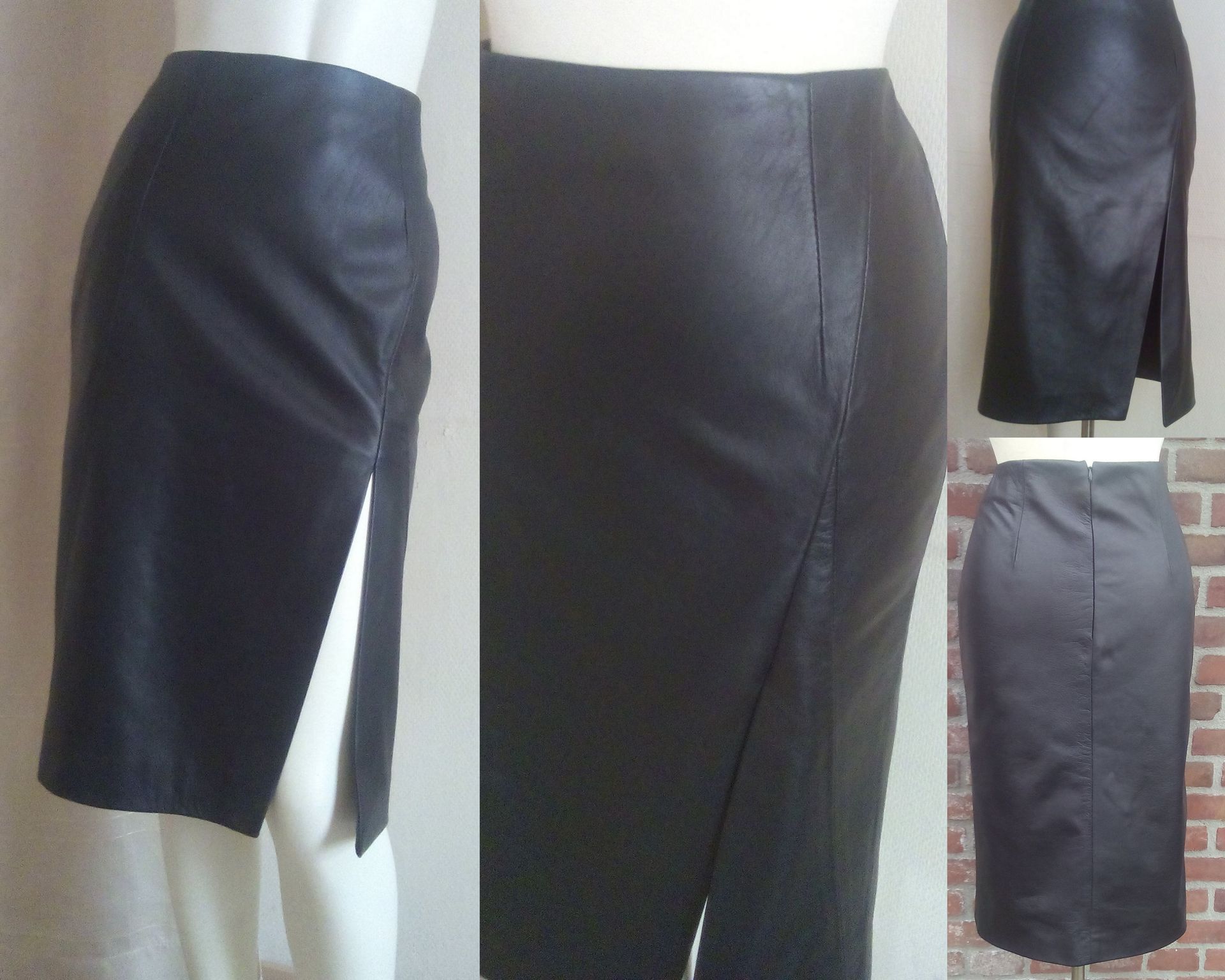 Leren rok met zijsplit