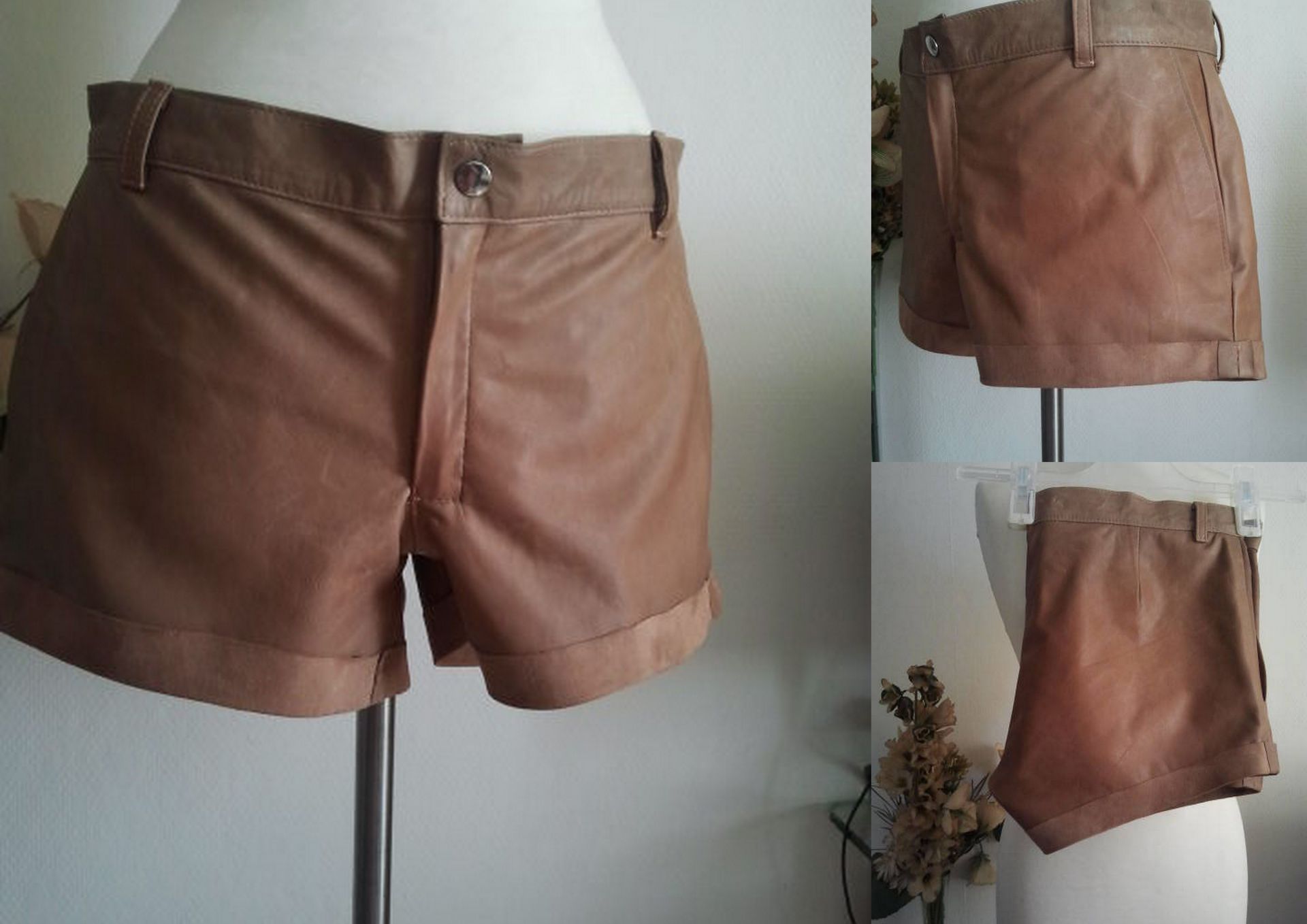 Bruine leren short