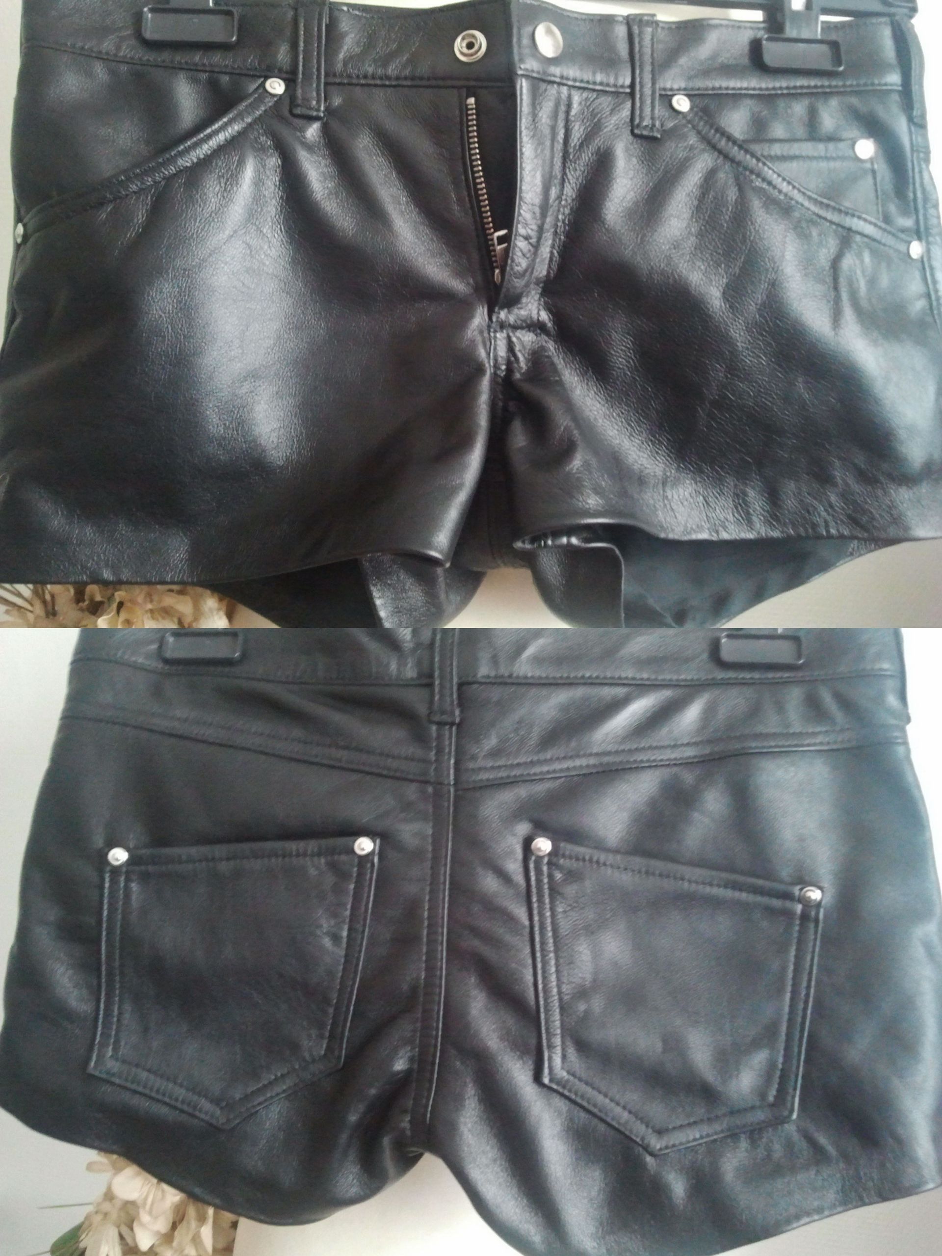 Zwarte leren korte broek